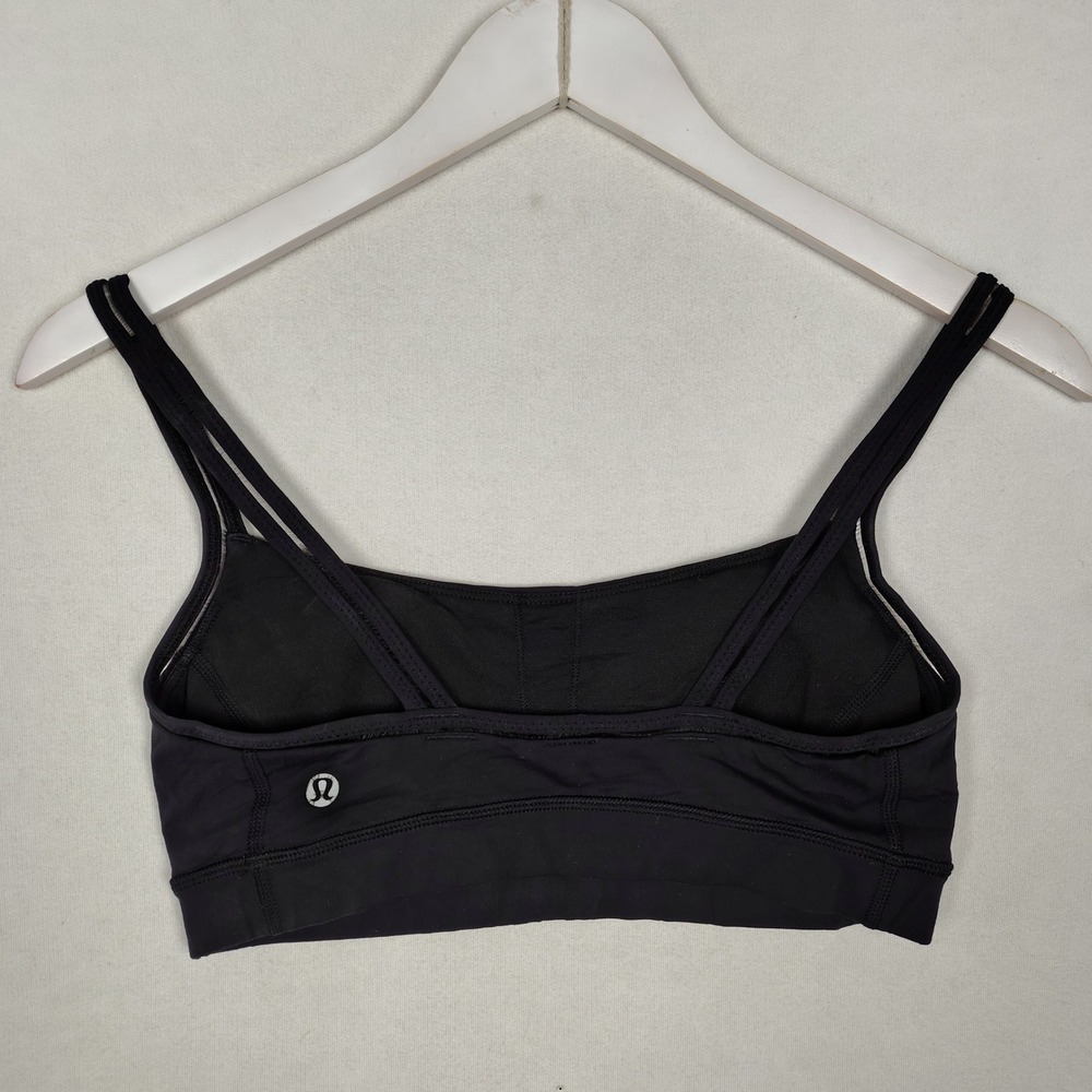 Lululemon Flow Y Bra Black Size 6 Yoga Sports Bra Thin Straps Racerback